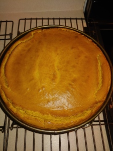 Pumpkin Cheesecake right out of oven